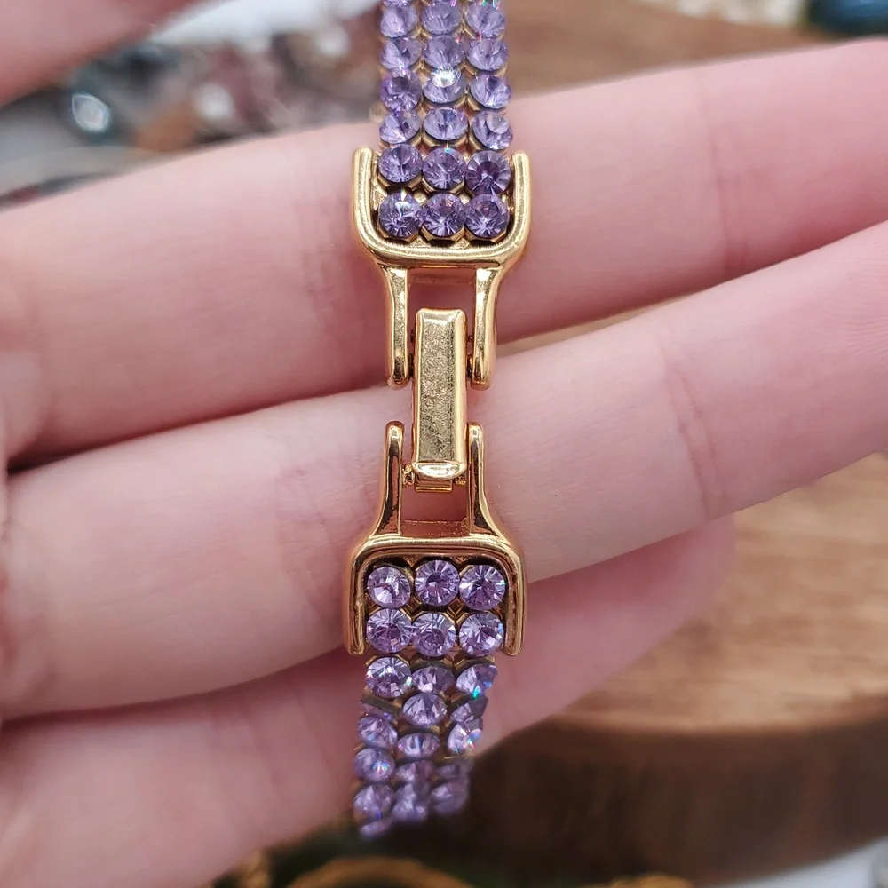 Swarovski Elegant Purple Crystal Bracelet  B3305 Missing One Stone - Picture 4 of 6